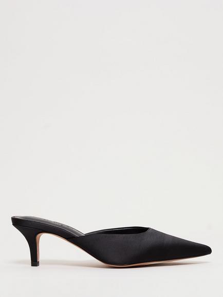 Phase Eight Heeled Slip On Satin Mules, Black, Black