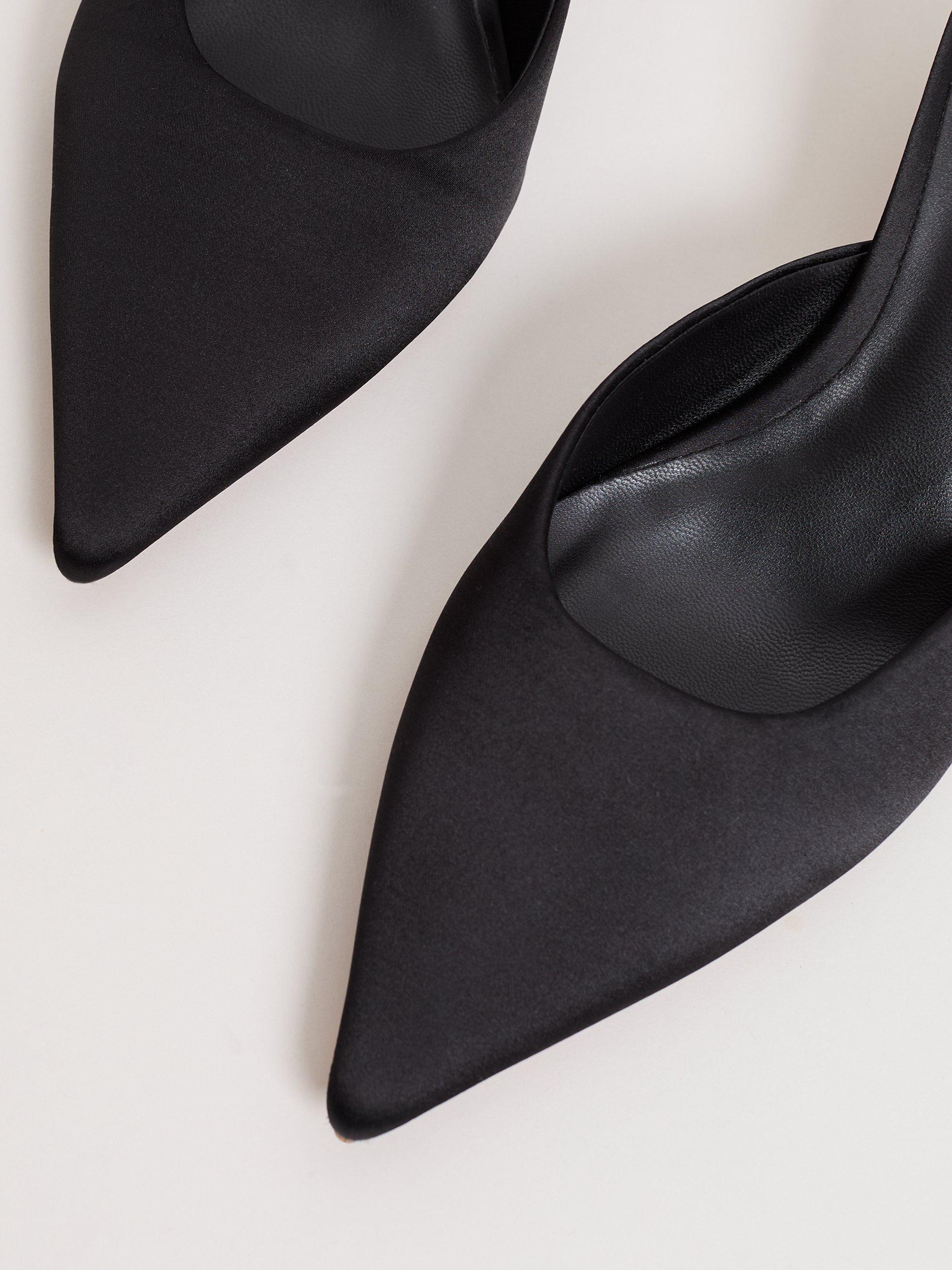 Product image 4 of 8, which shows Phase Eight Heeled Slip On Satin Mules, Black, 3