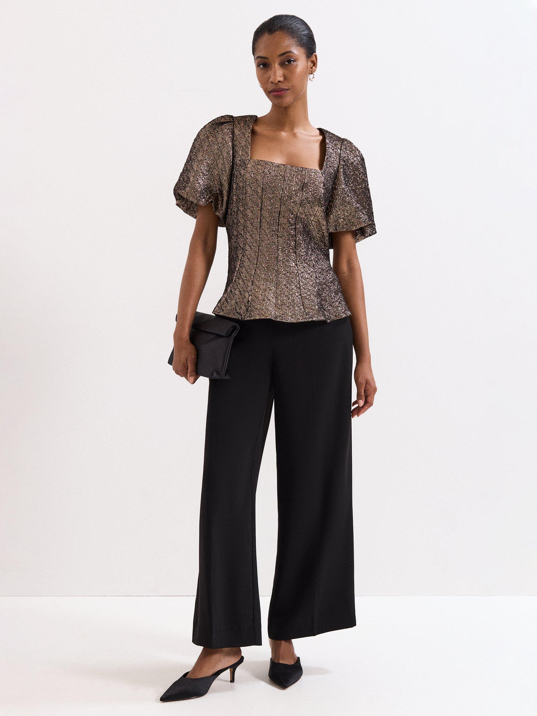 Product image 5 of 8, which shows Phase Eight Heeled Slip On Satin Mules, Black, 3