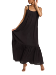 Nudea Strappy Trapeze Organic Cotton Maxi Dress, Black
