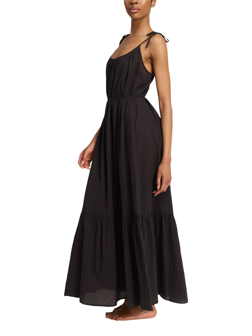 Product image 4 of 5, which shows Nudea Strappy Trapeze Organic Cotton Maxi Dress, Black, XS
