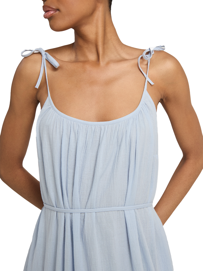 Product image 3 of 6, which shows Nudea Strappy Trapeze Organic Cotton Maxi Dress, Sky, XS