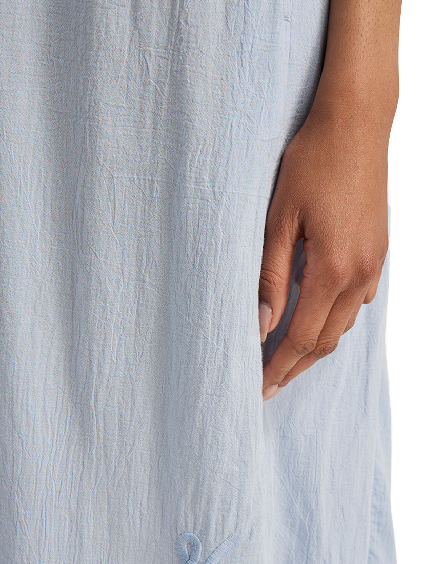Product image 4 of 6, which shows Nudea Strappy Trapeze Organic Cotton Maxi Dress, Sky, XS