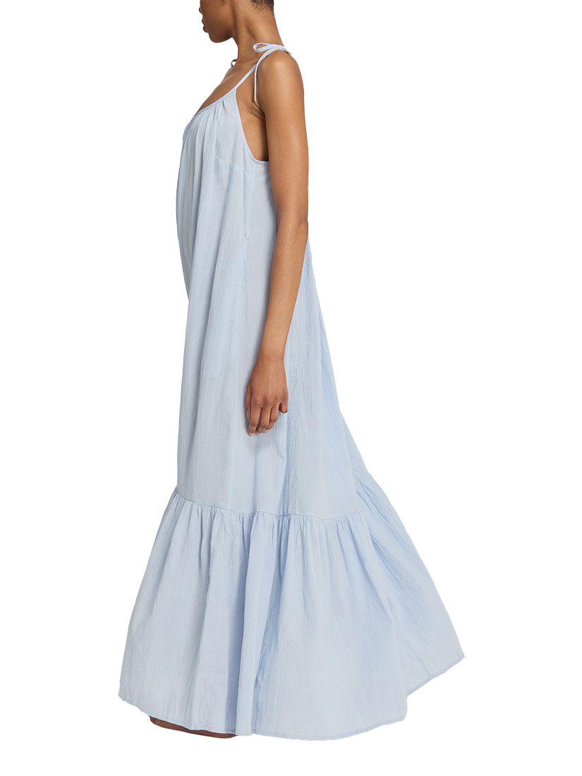 Product image 5 of 6, which shows Nudea Strappy Trapeze Organic Cotton Maxi Dress, Sky, XS