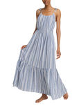 Nudea Strappy Trapeze Organic Cotton Maxi Dress, White/Navy