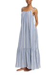 Nudea Strappy Trapeze Organic Cotton Maxi Dress, White/Navy