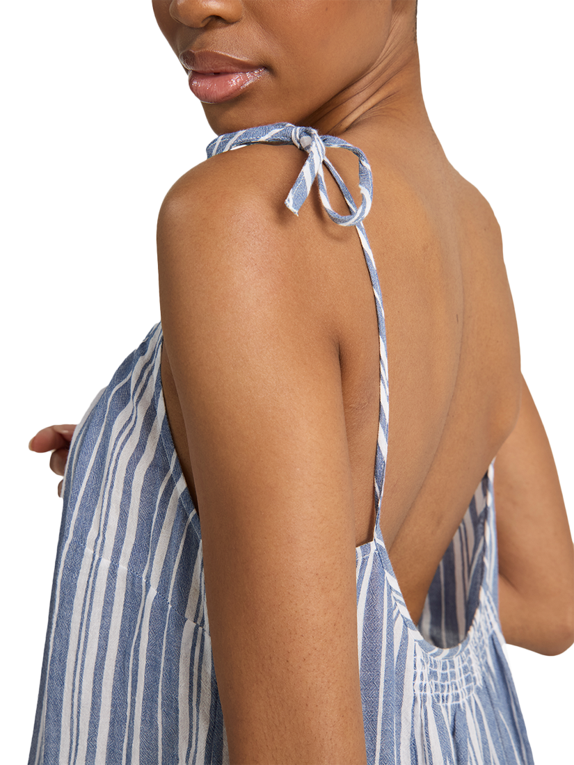 Product image 4 of 5, which shows Nudea Strappy Trapeze Organic Cotton Maxi Dress, White/Navy, XS