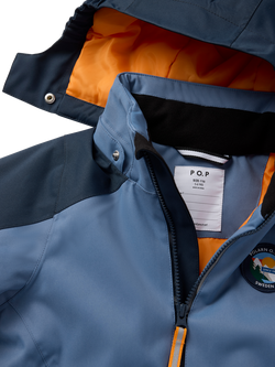 Polarn O. Pyret Kids' POWDER Hooded Ski Jacket, Bijou Blue - view 2, Bijou Blue