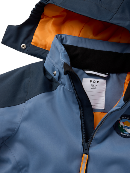 Polarn O. Pyret Kids' POWDER Hooded Ski Jacket, Bijou Blue - view 2, Bijou Blue
