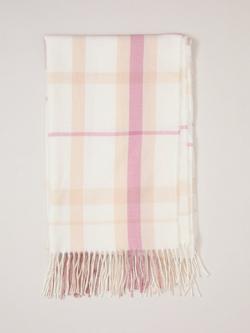 Phase Eight Check Fringed Scarf, Pale Pink, Pale Pink