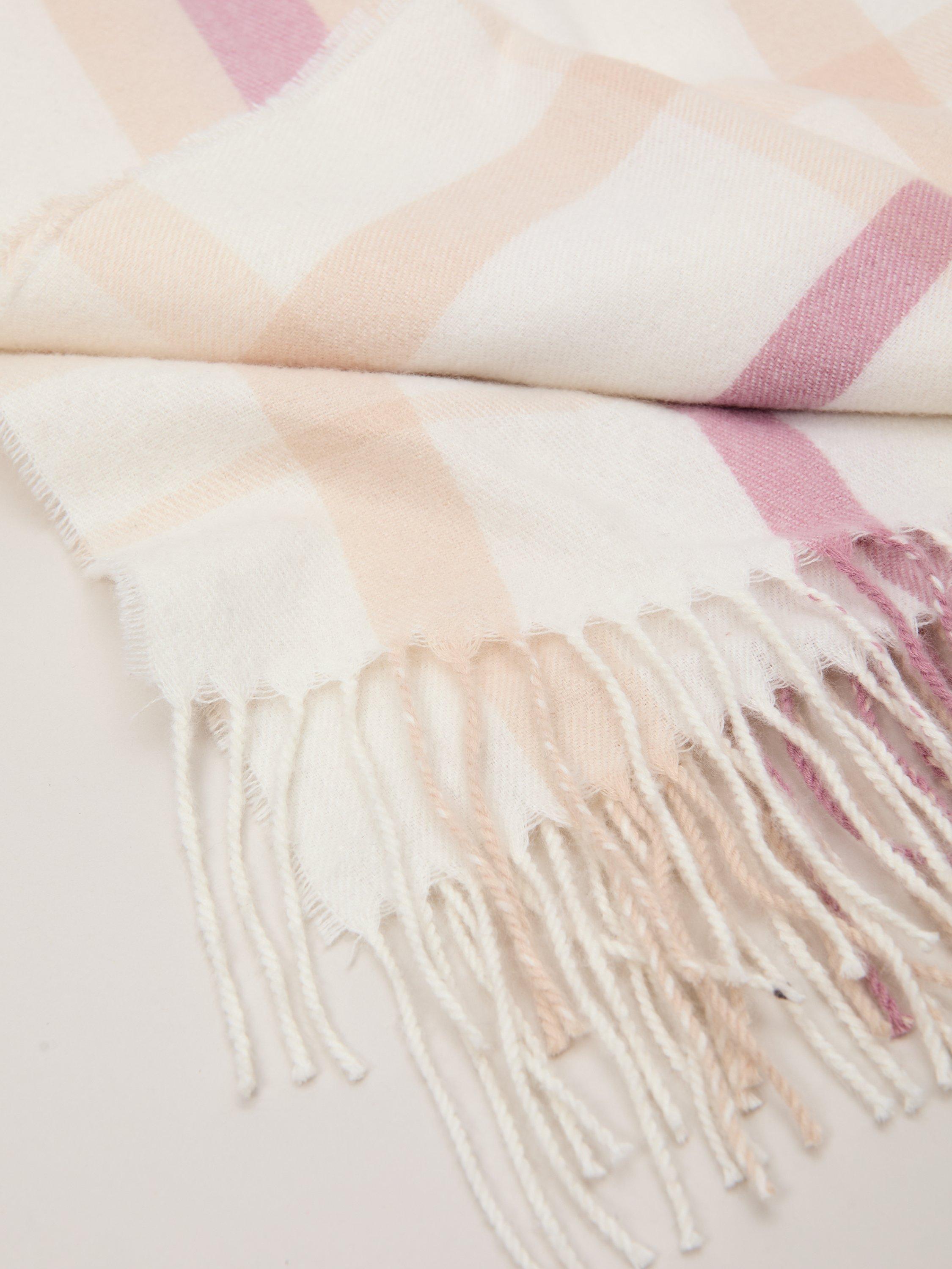 Product image 5 of 5, which shows Phase Eight Check Fringed Scarf, Pale Pink, One Size