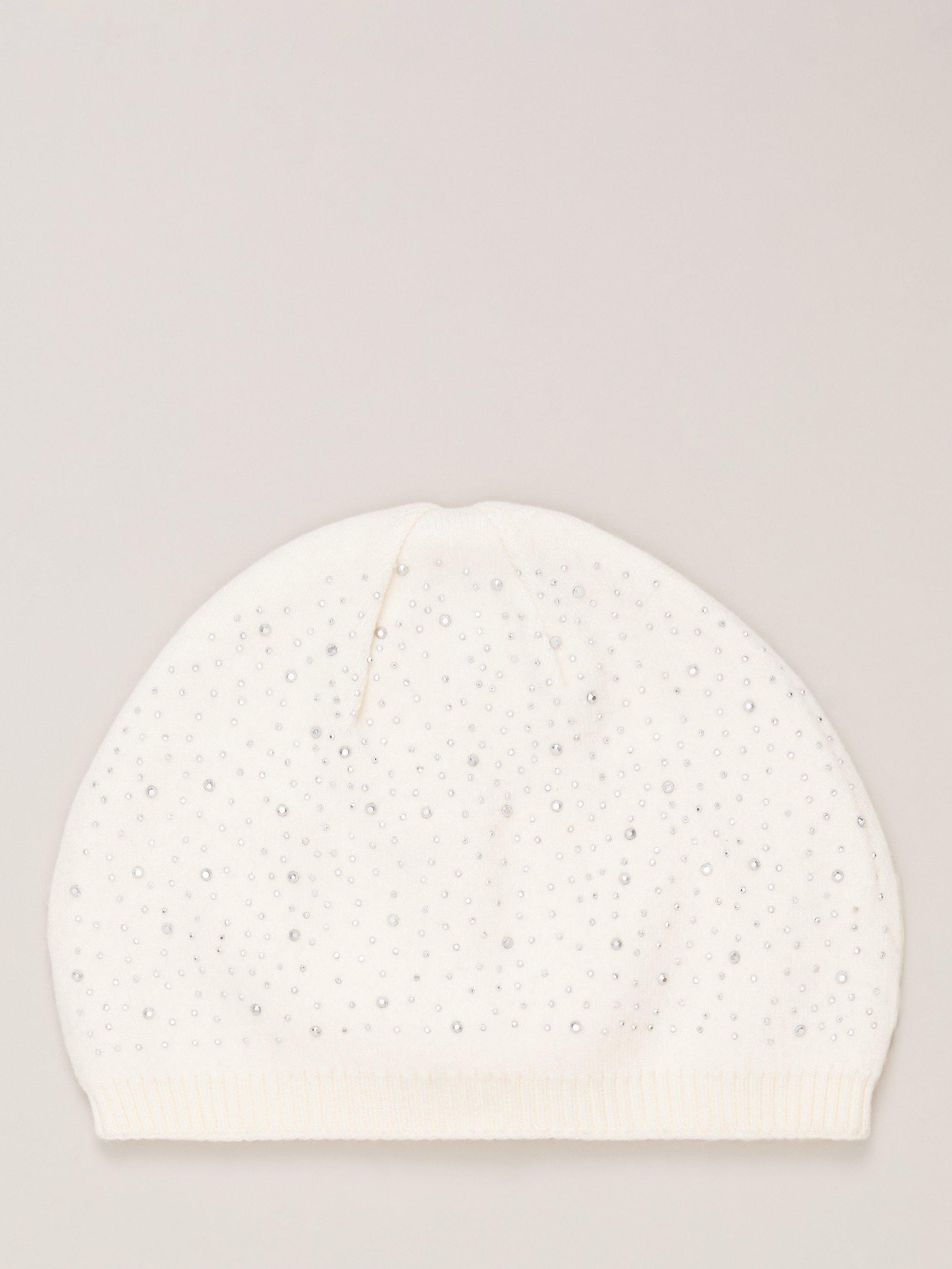 Product image 1 of 7, which shows Phase Eight Sparkle Trim Beanie Hat, Ivory, One Size