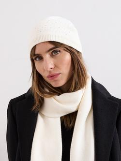 Phase Eight Sparkle Trim Beanie Hat, Ivory - view 2, Ivory