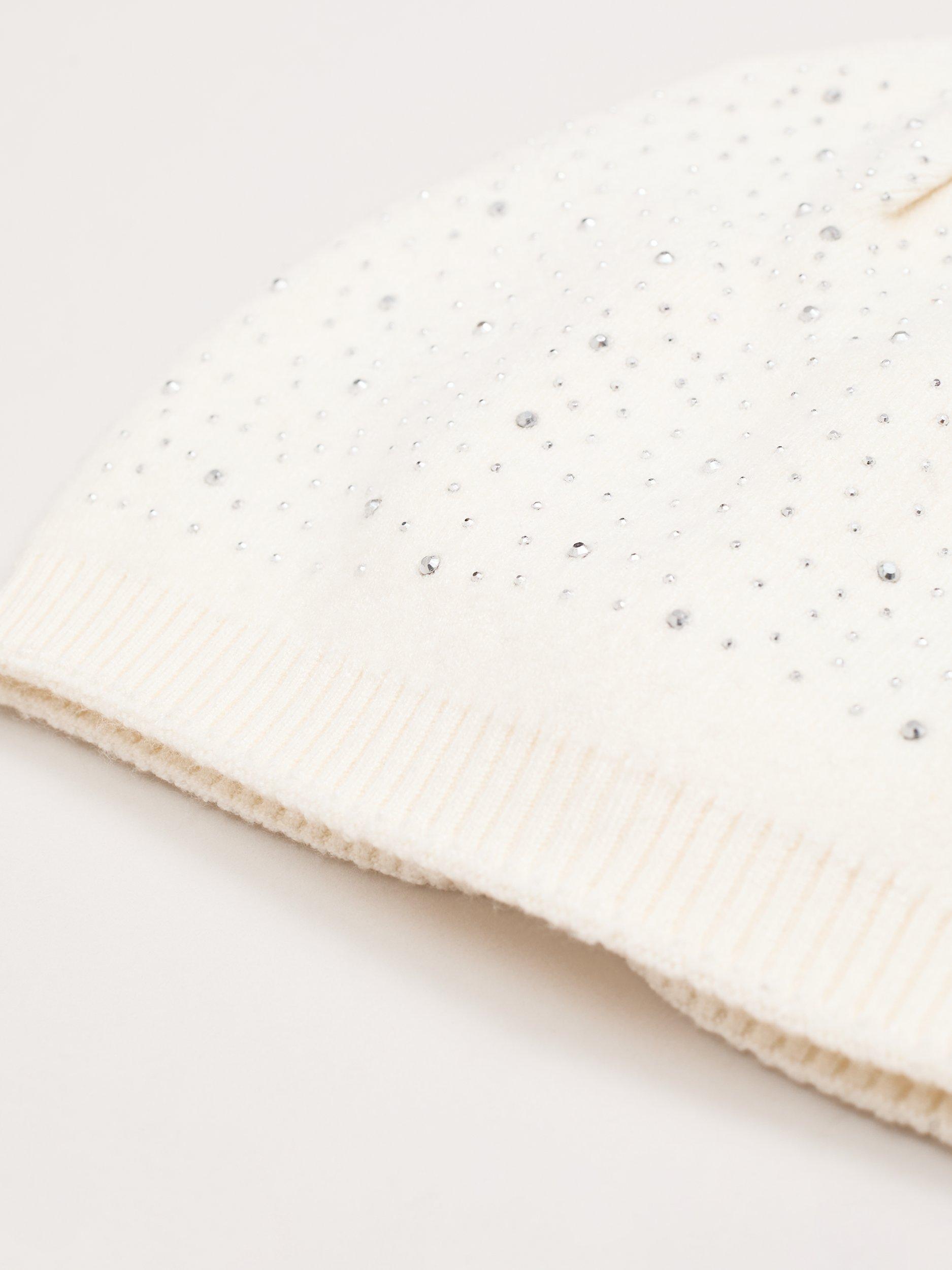 Product image 6 of 7, which shows Phase Eight Sparkle Trim Beanie Hat, Ivory, One Size