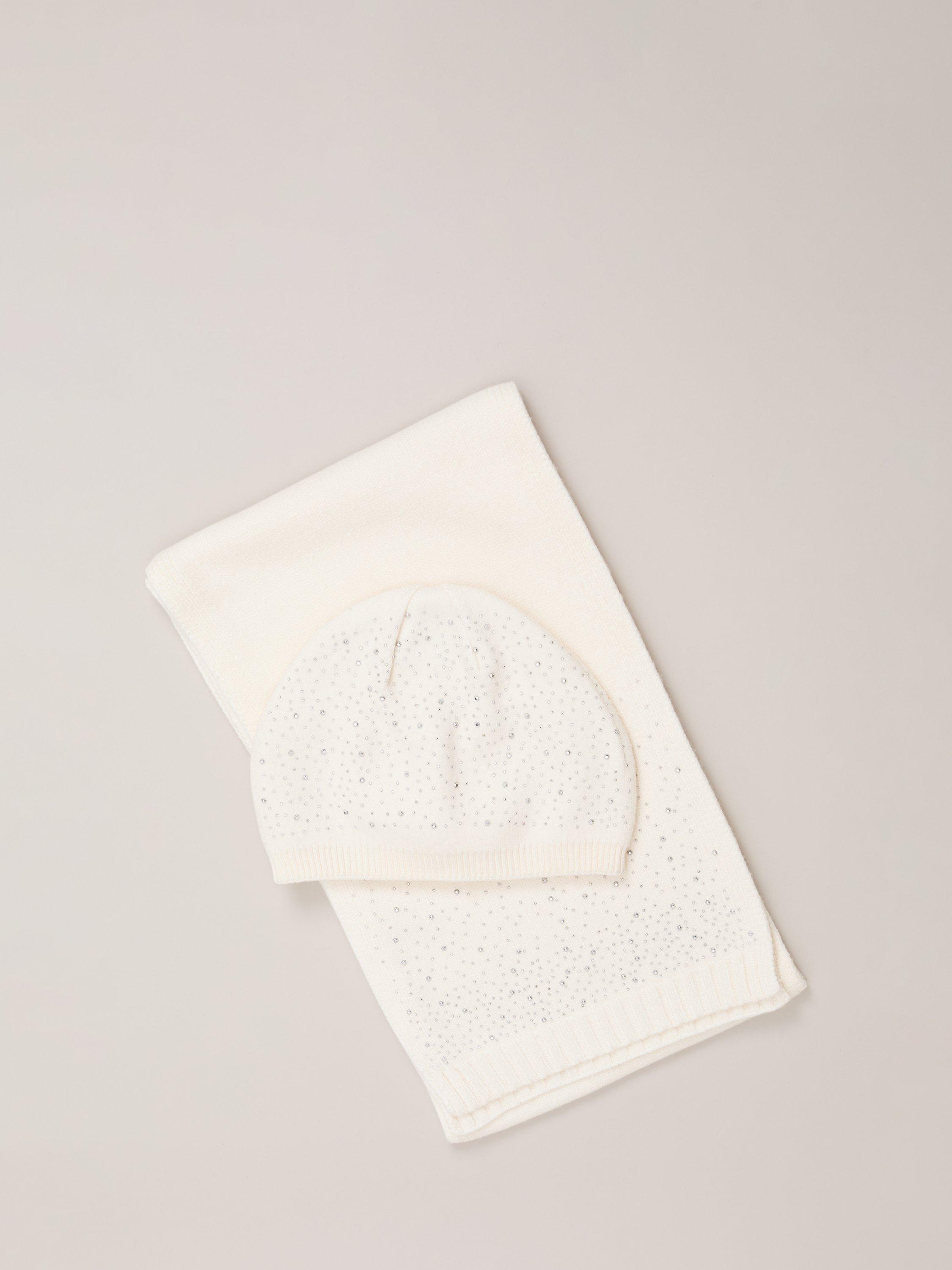 Product image 7 of 7, which shows Phase Eight Sparkle Trim Beanie Hat, Ivory, One Size