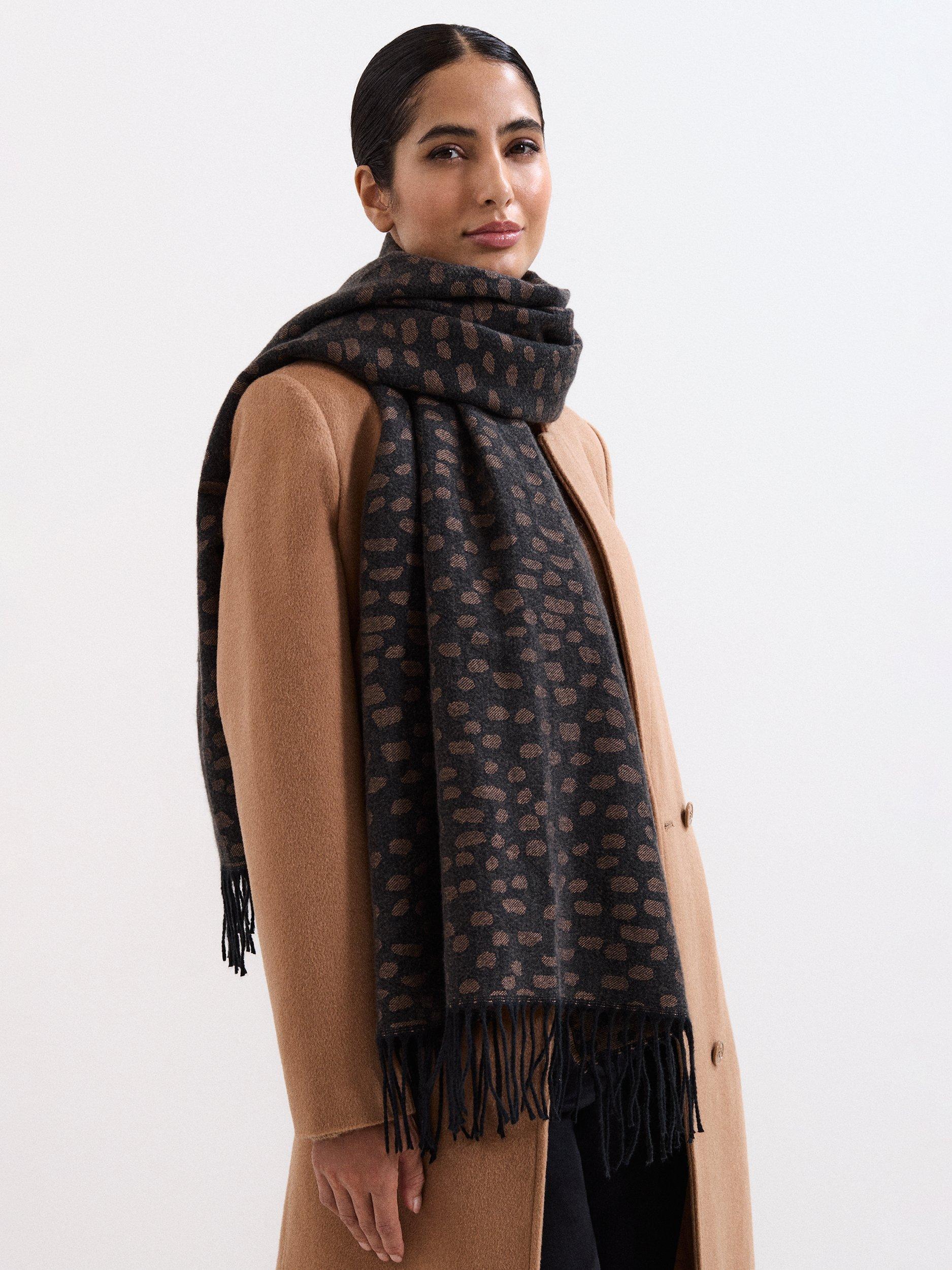 Product image 4 of 6, which shows Phase Eight Abstract Spot Scarf, Black/Multi, One Size