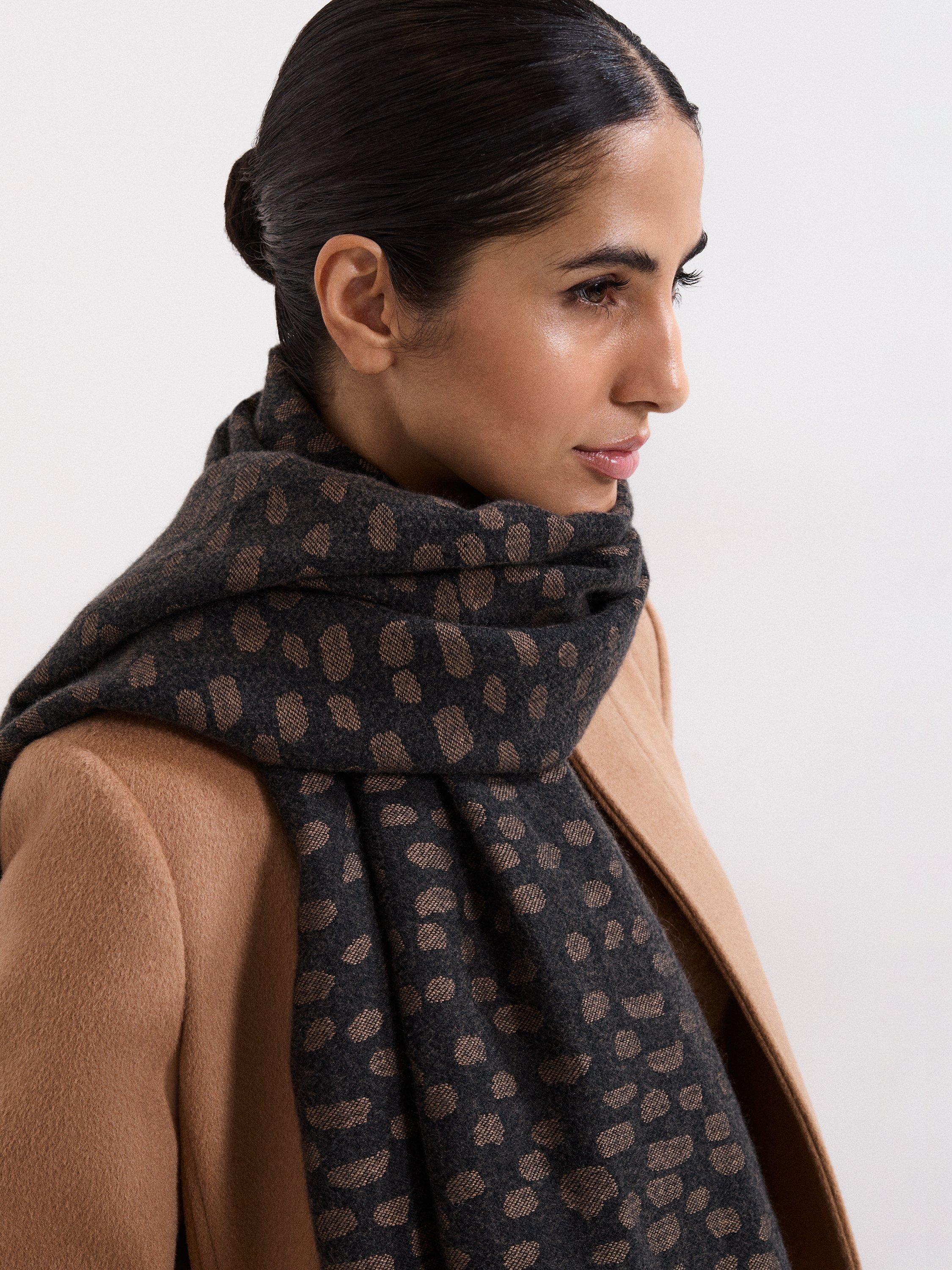 Product image 5 of 6, which shows Phase Eight Abstract Spot Scarf, Black/Multi, One Size