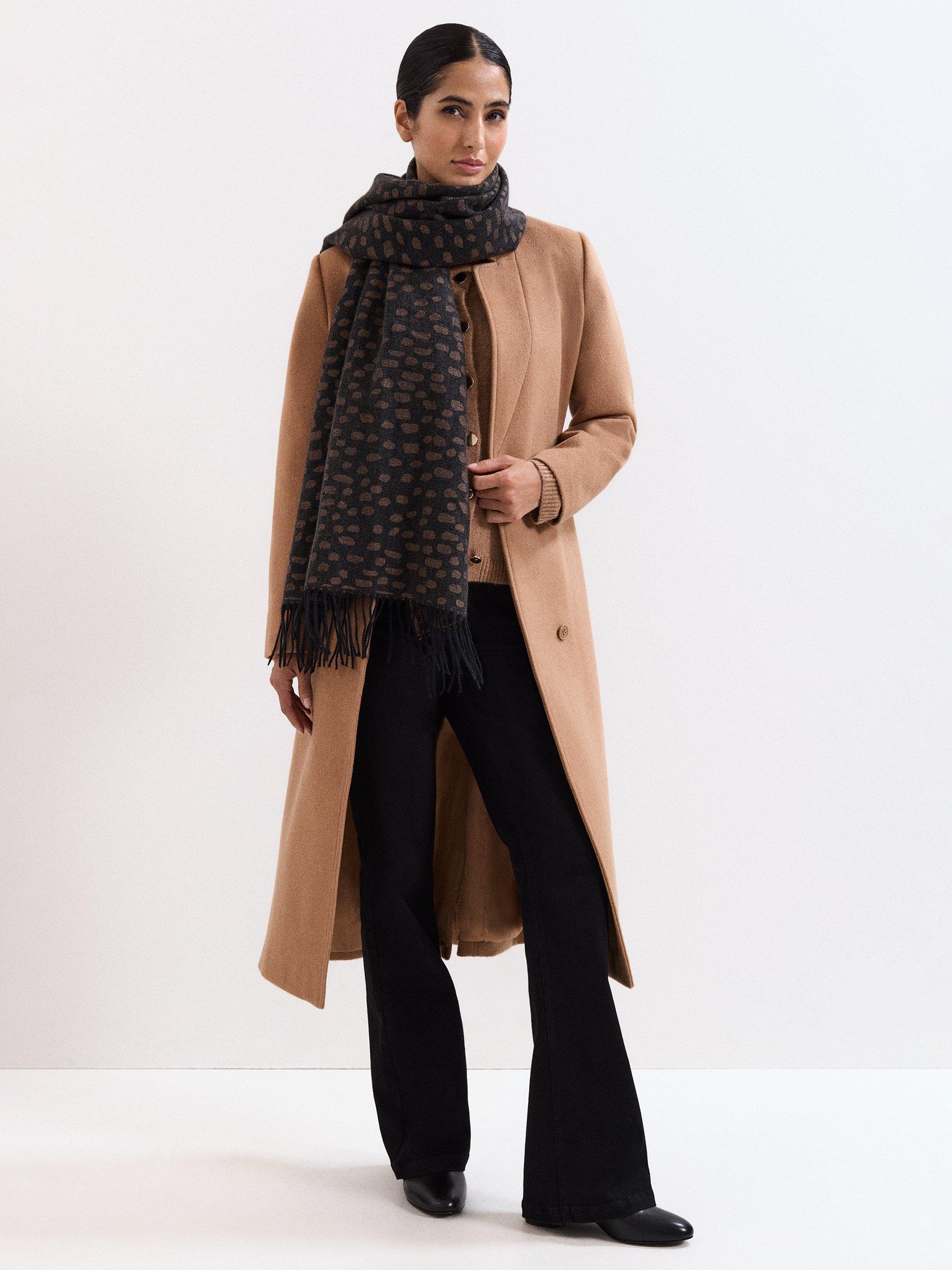 Product image 6 of 6, which shows Phase Eight Abstract Spot Scarf, Black/Multi, One Size