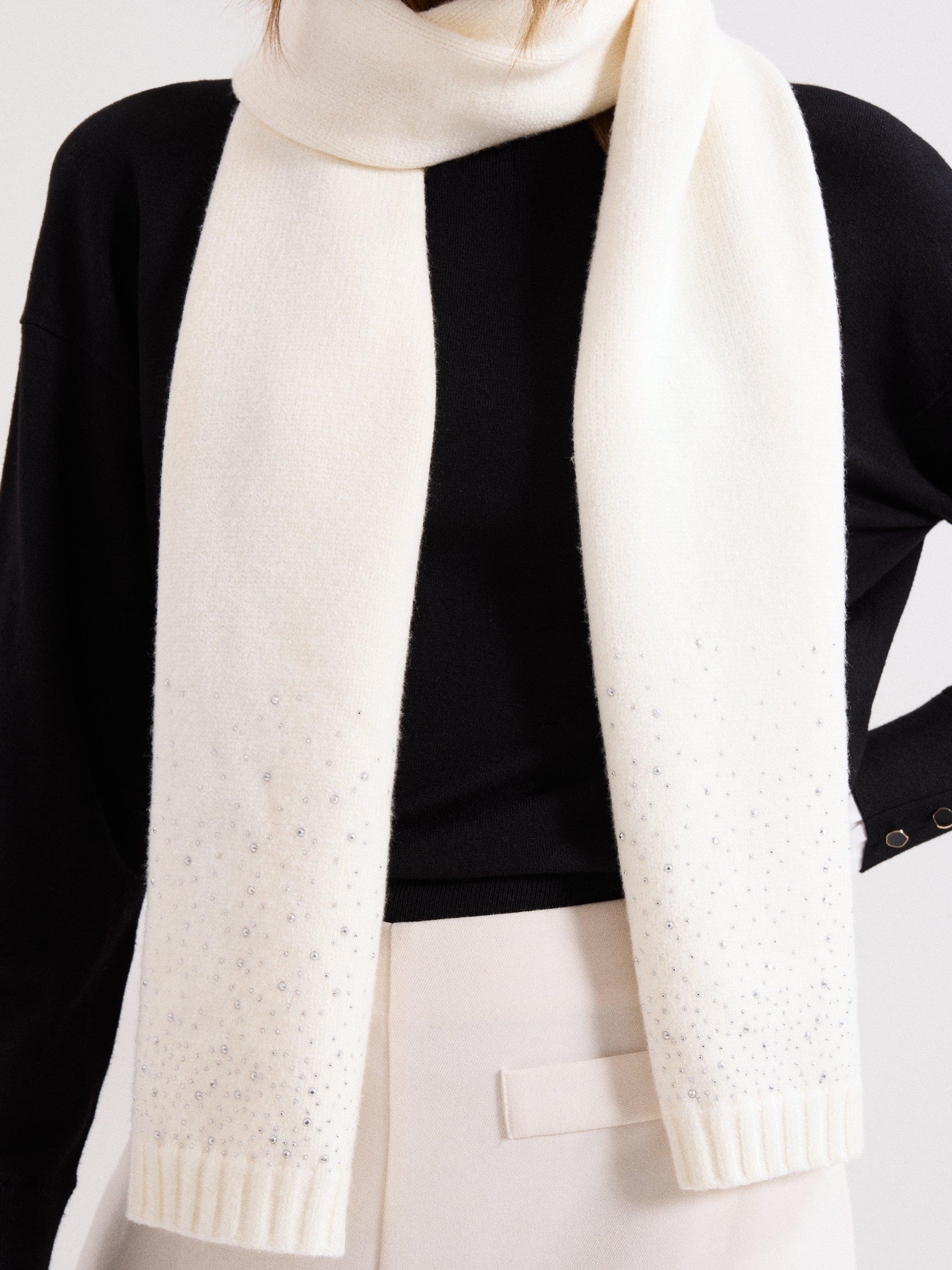 Product image 2 of 5, which shows Phase Eight Sparkle Trim Scarf, Ivory, One Size
