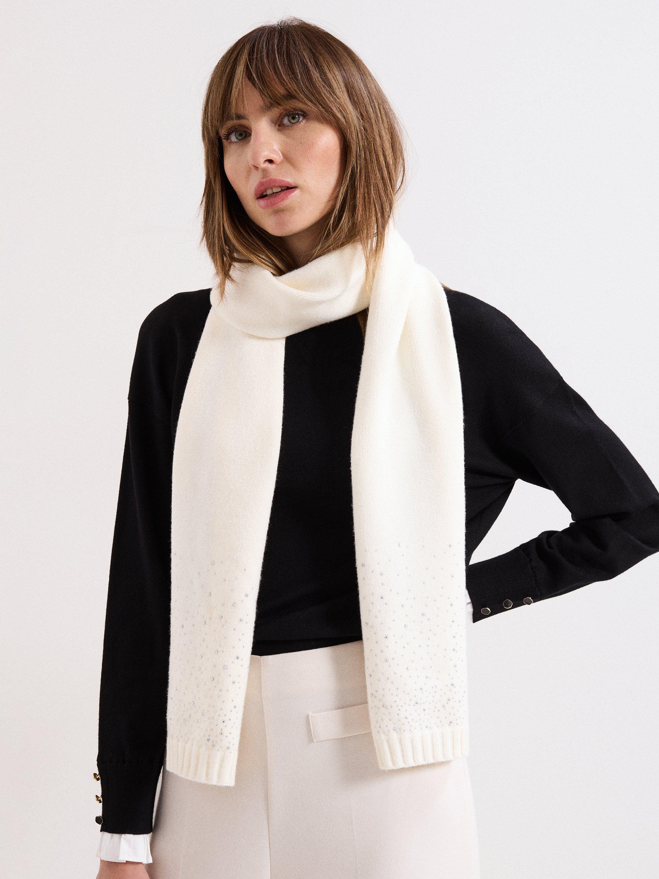 Product image 4 of 5, which shows Phase Eight Sparkle Trim Scarf, Ivory, One Size