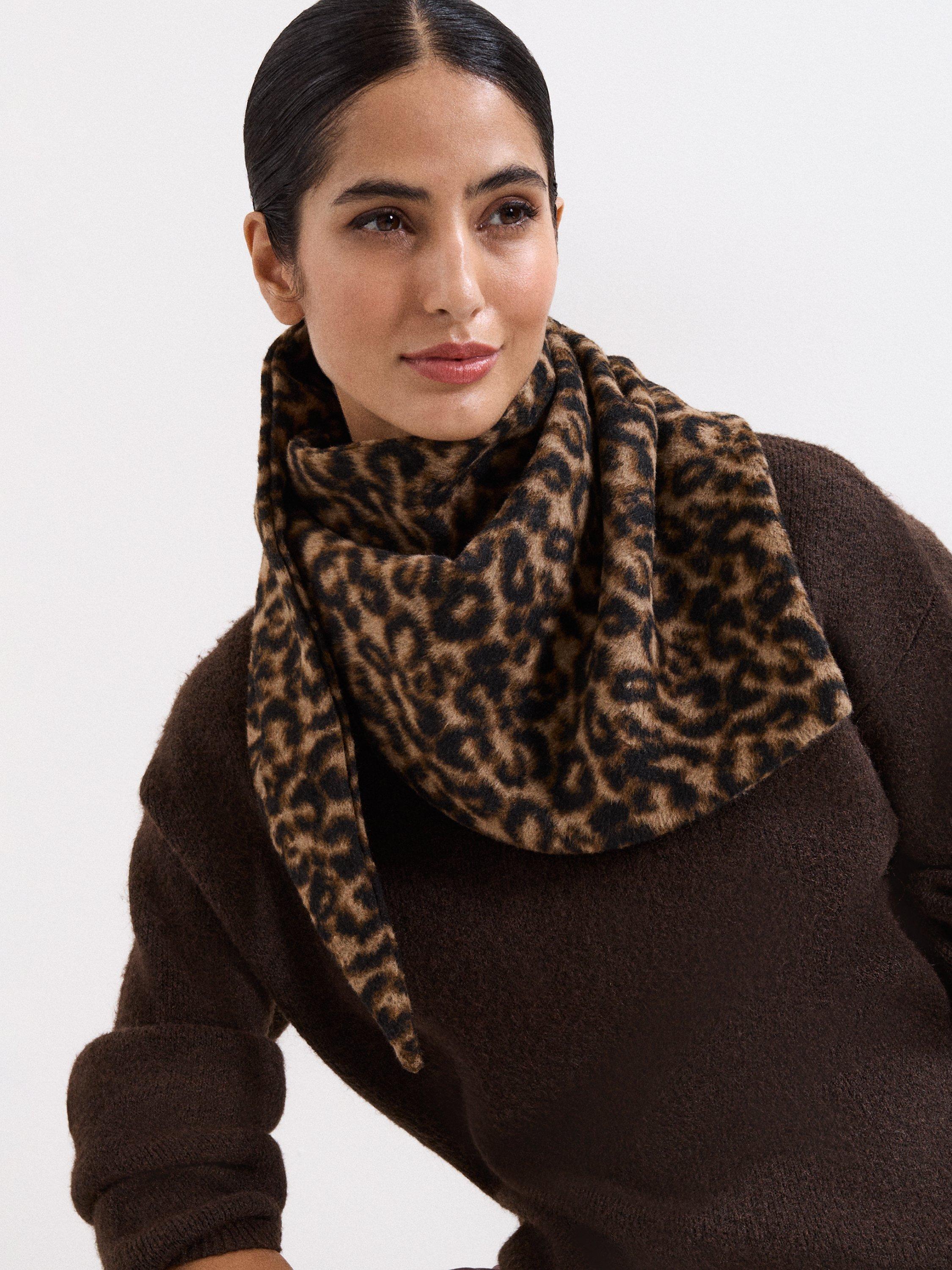 Product image 3 of 5, which shows Phase Eight Leopard Print Scarf, Brown/Multi, One Size