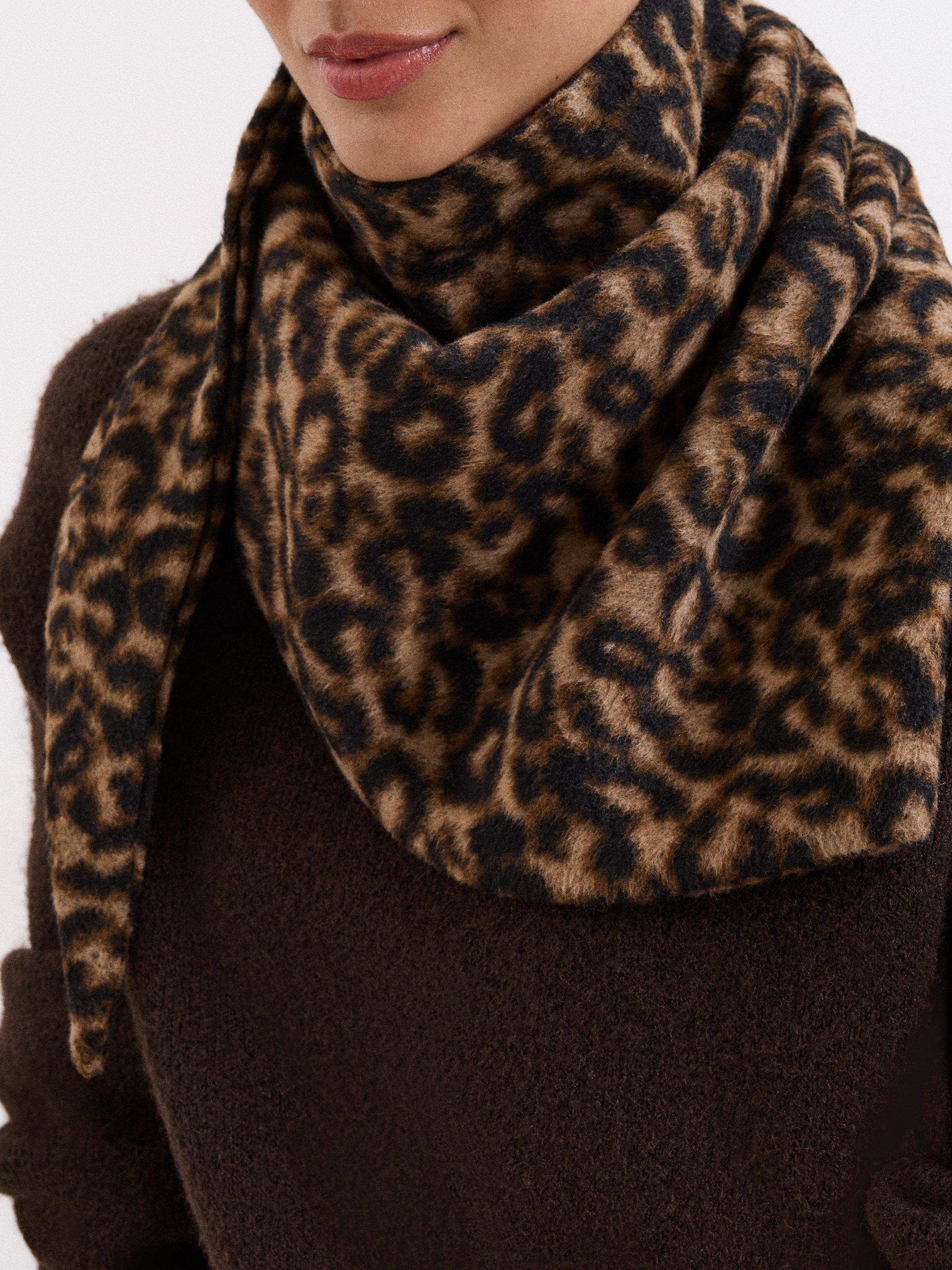 Product image 5 of 5, which shows Phase Eight Leopard Print Scarf, Brown/Multi, One Size