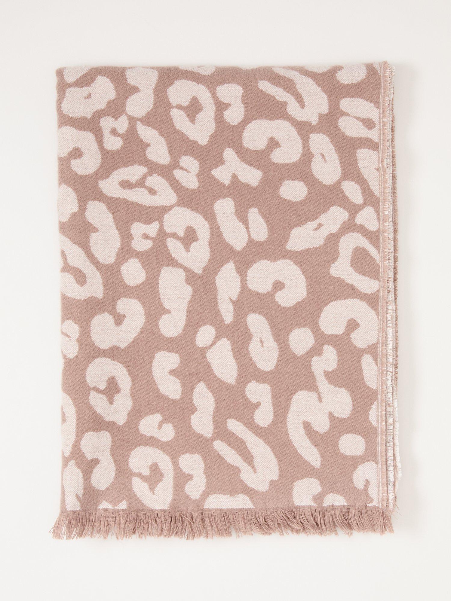 Product image 2 of 6, which shows Phase Eight Leopard Print Fringed Scarf, Brown, One Size