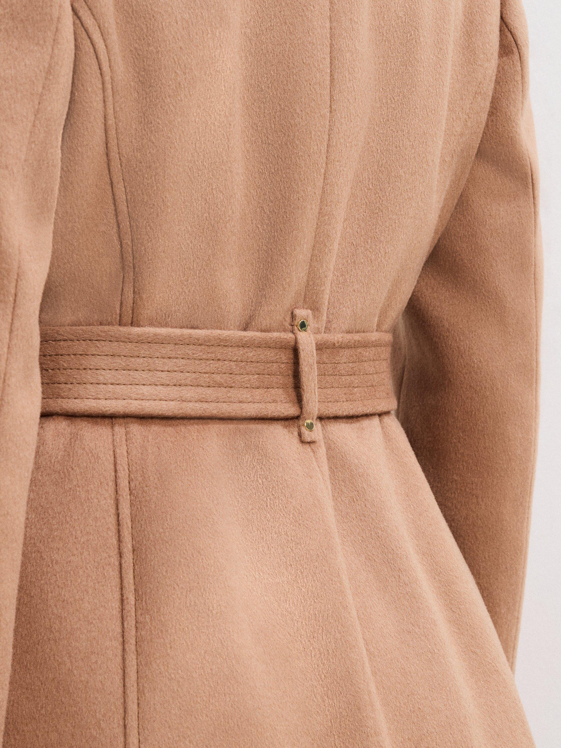 Product image 10 of 10, which shows Phase Eight Charlotte Belted Wool Rich Coat, Camel, 6