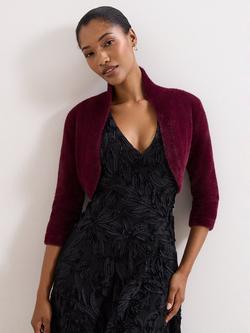 Phase Eight Fay Fluffy Bolero, Burgundy, Burgundy