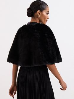 Phase Eight Faux Fur Stole, Black - view 2, Black