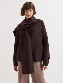 Phase Eight Kaja Scarf Detail Cropped Coat, Brown, Brown