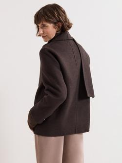 Phase Eight Kaja Scarf Detail Cropped Coat, Brown - view 2, Brown