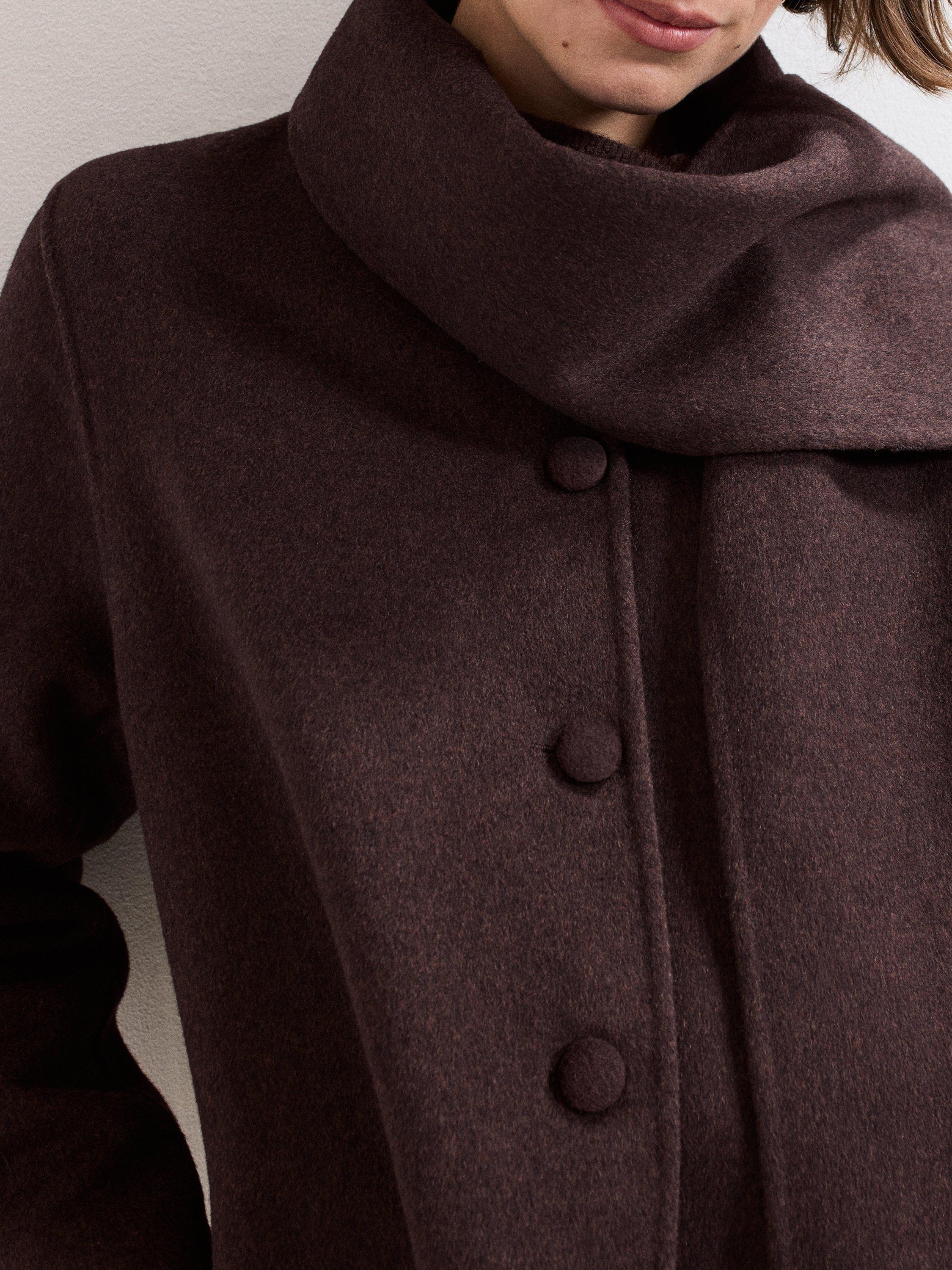 Product image 4 of 9, which shows Phase Eight Kaja Scarf Detail Cropped Coat, Brown, 8