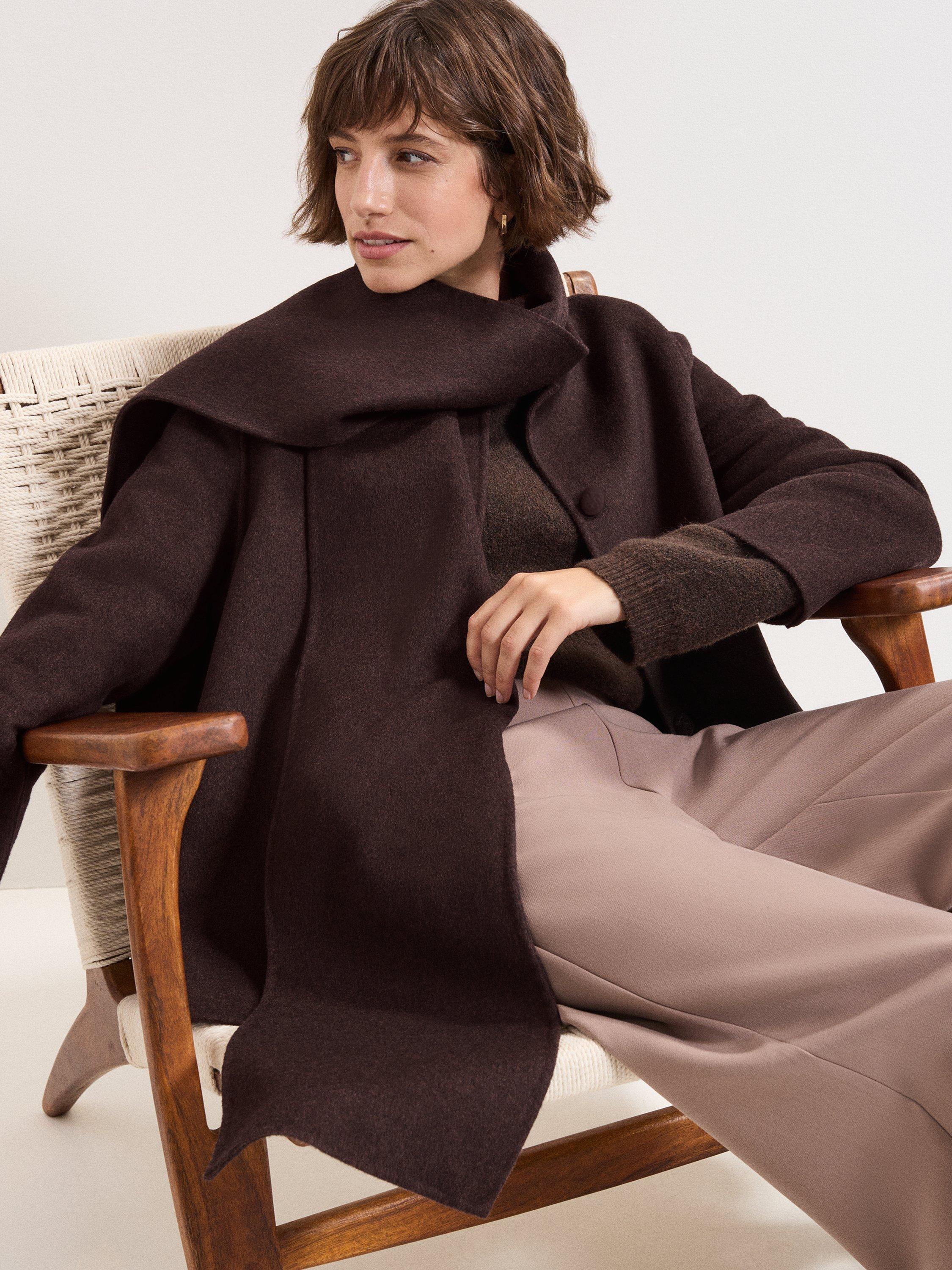 Product image 7 of 9, which shows Phase Eight Kaja Scarf Detail Cropped Coat, Brown, 8