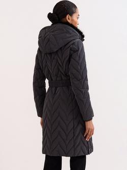 Phase Eight Petite Hollie Longline Puffer Coat, Grey - view 2, Grey