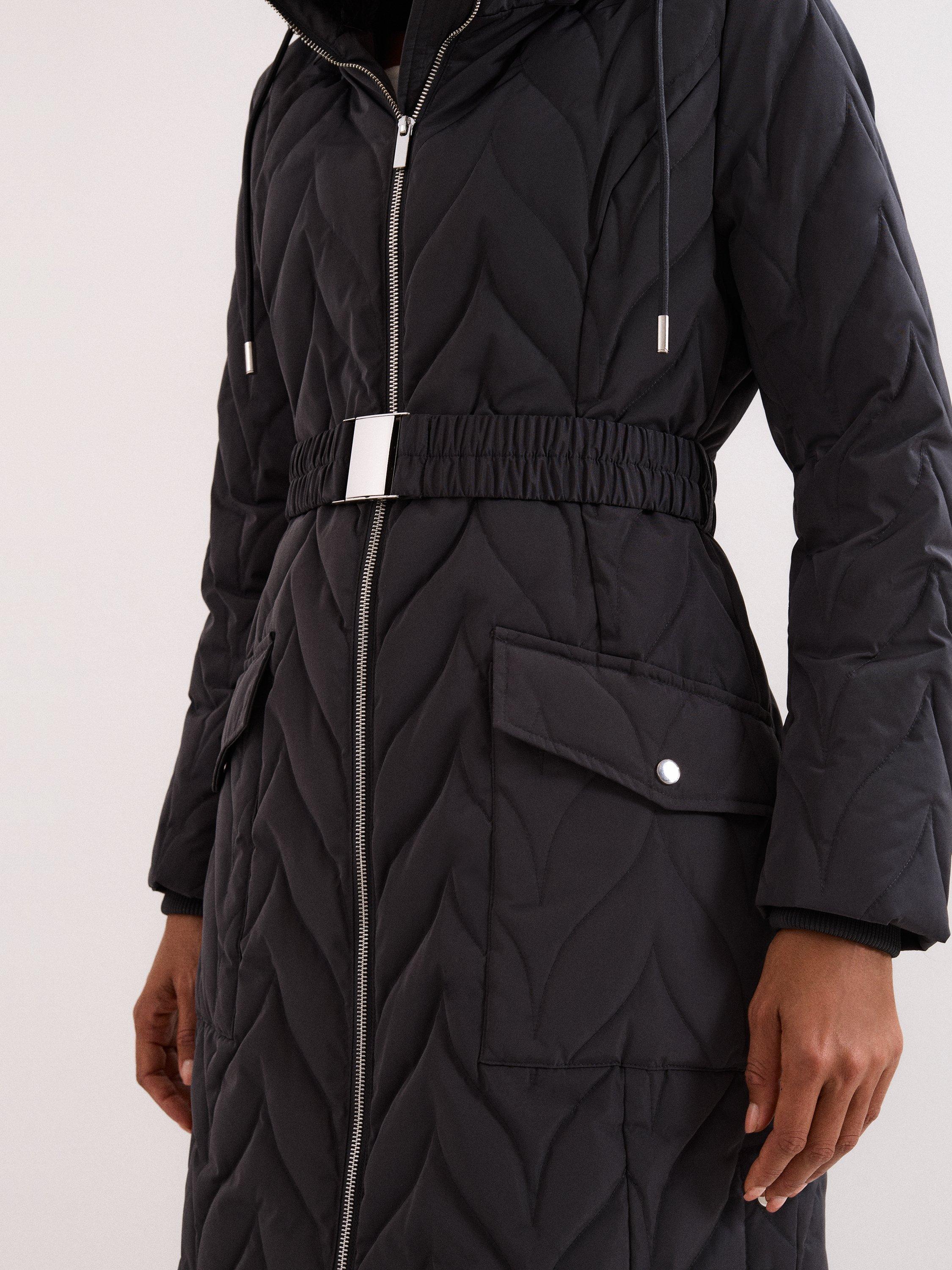 Product image 8 of 10, which shows Phase Eight Petite Hollie Longline Puffer Coat, Grey, 14