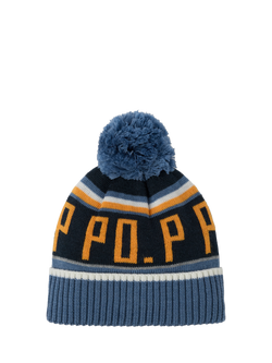 Polarn O. Pyret Kids' Wool Blend Bobble Hat, Bijou Blue