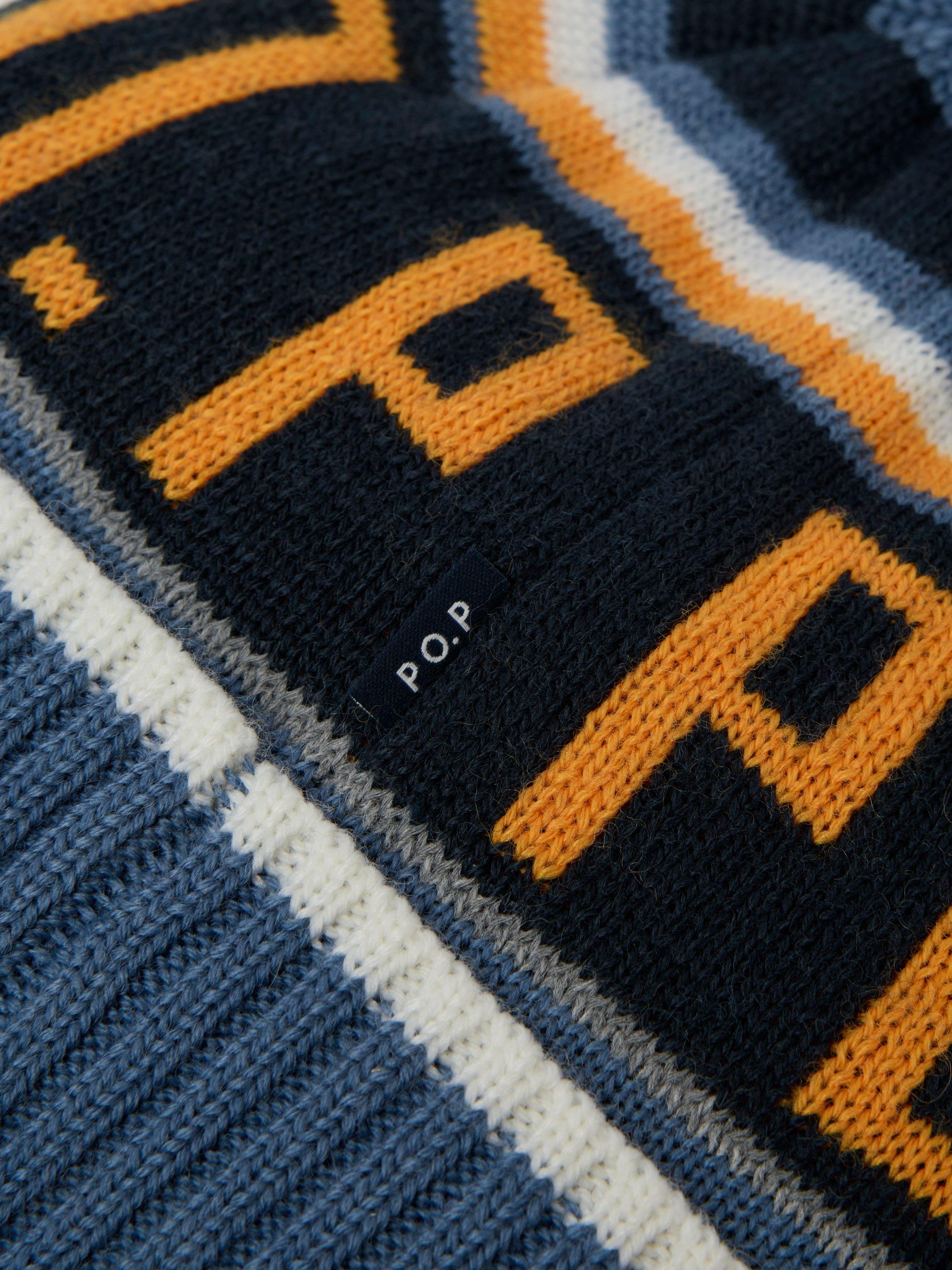 Product image 3 of 3, which shows Polarn O. Pyret Kids' Wool Blend Bobble Hat, Bijou Blue, 9 months-2 years