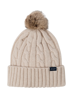 Polarn O. Pyret Kids' Wool Blend Bobble Hat, Ecru Melange