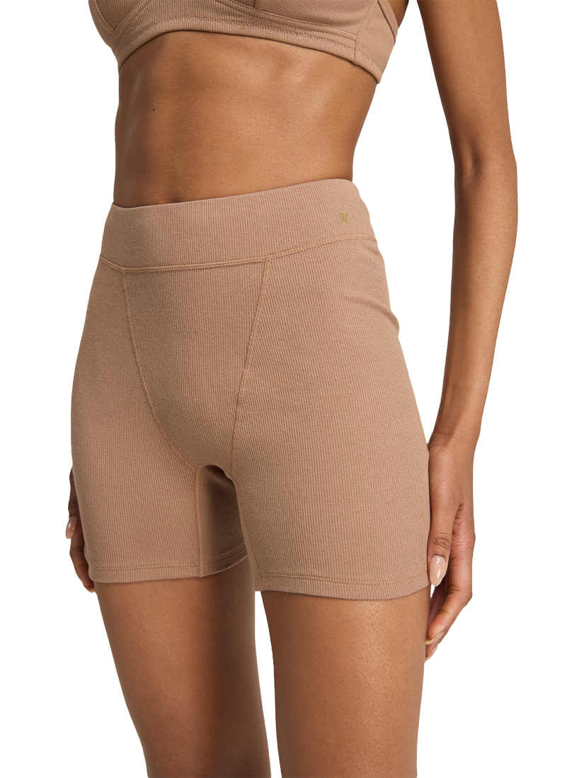 Product image 4 of 5, which shows Nudea Longline Boyfriend Organic Cotton Rich Boxer Shorts, Mocha, XS