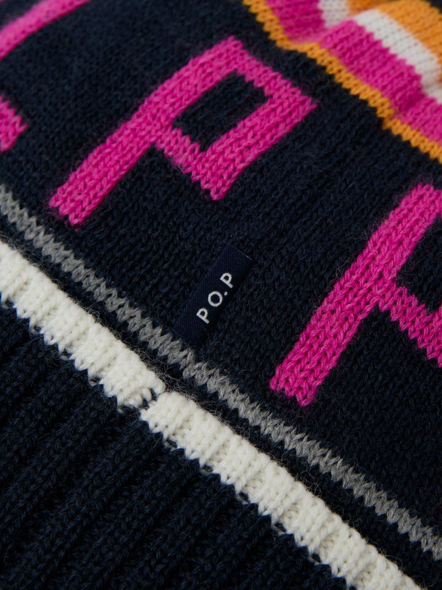 Product image 2 of 3, which shows Polarn O. Pyret Kids' Wool Blend Bobble Hat, Pink, 9 months-2 years