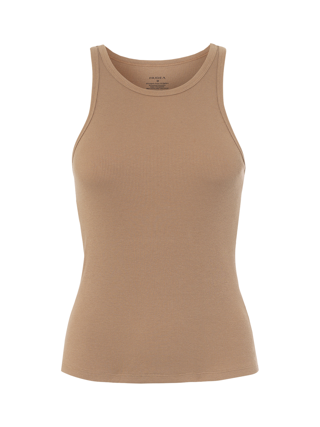 Product image 5 of 5, which shows Nudea Racerback Organic Cotton Rich Vest Top, Mocha, XS