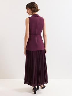 Phase Eight Becky Tuxedo Midi Dress, Burgundy - view 2, Burgundy