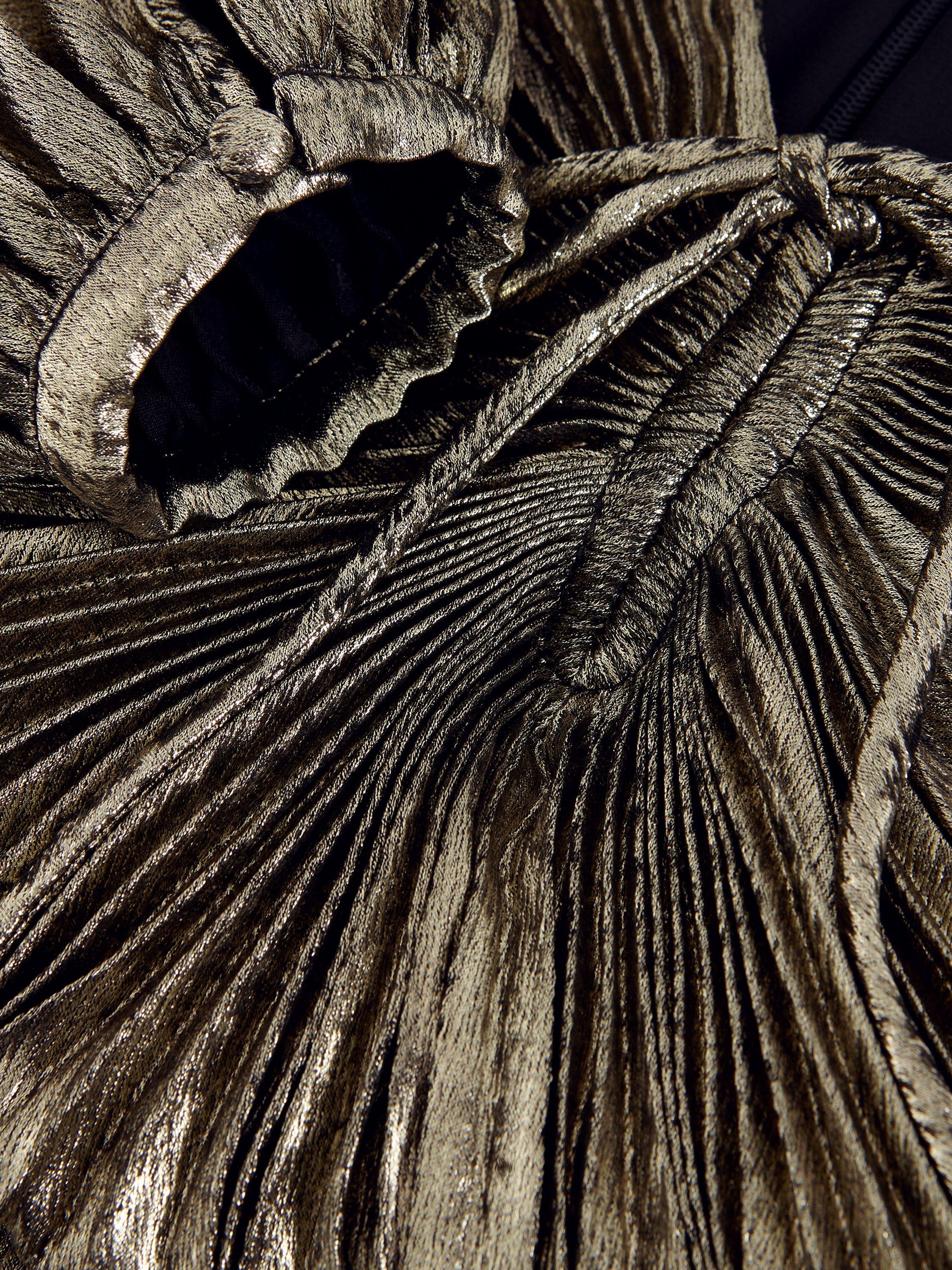 Product image 6 of 9, which shows Phase Eight Ellen Pleated Maxi Dress, Gold, 6