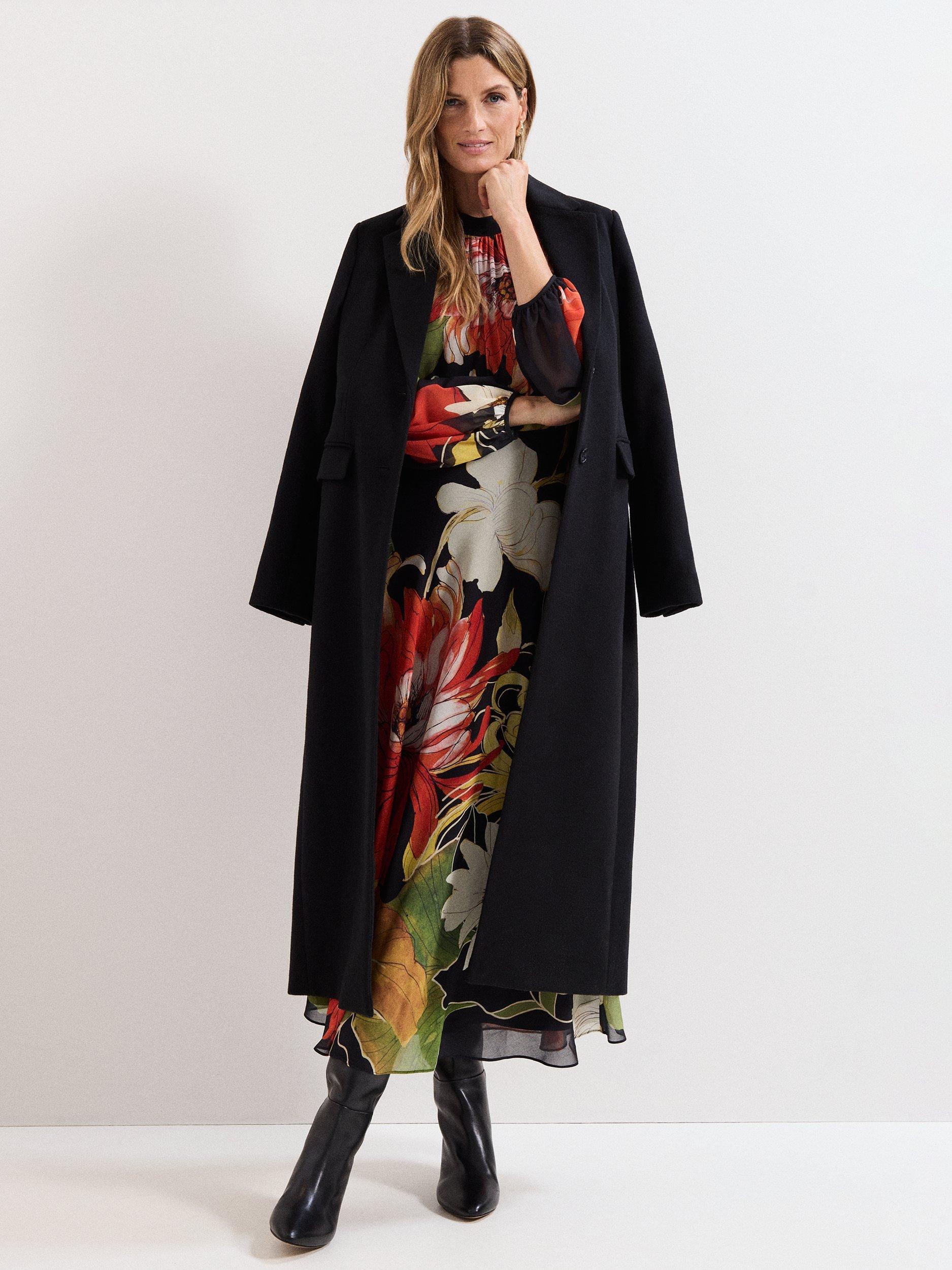 Product image 9 of 9, which shows Phase Eight Eve Floral Long Sleeve Dress, Multi, 6