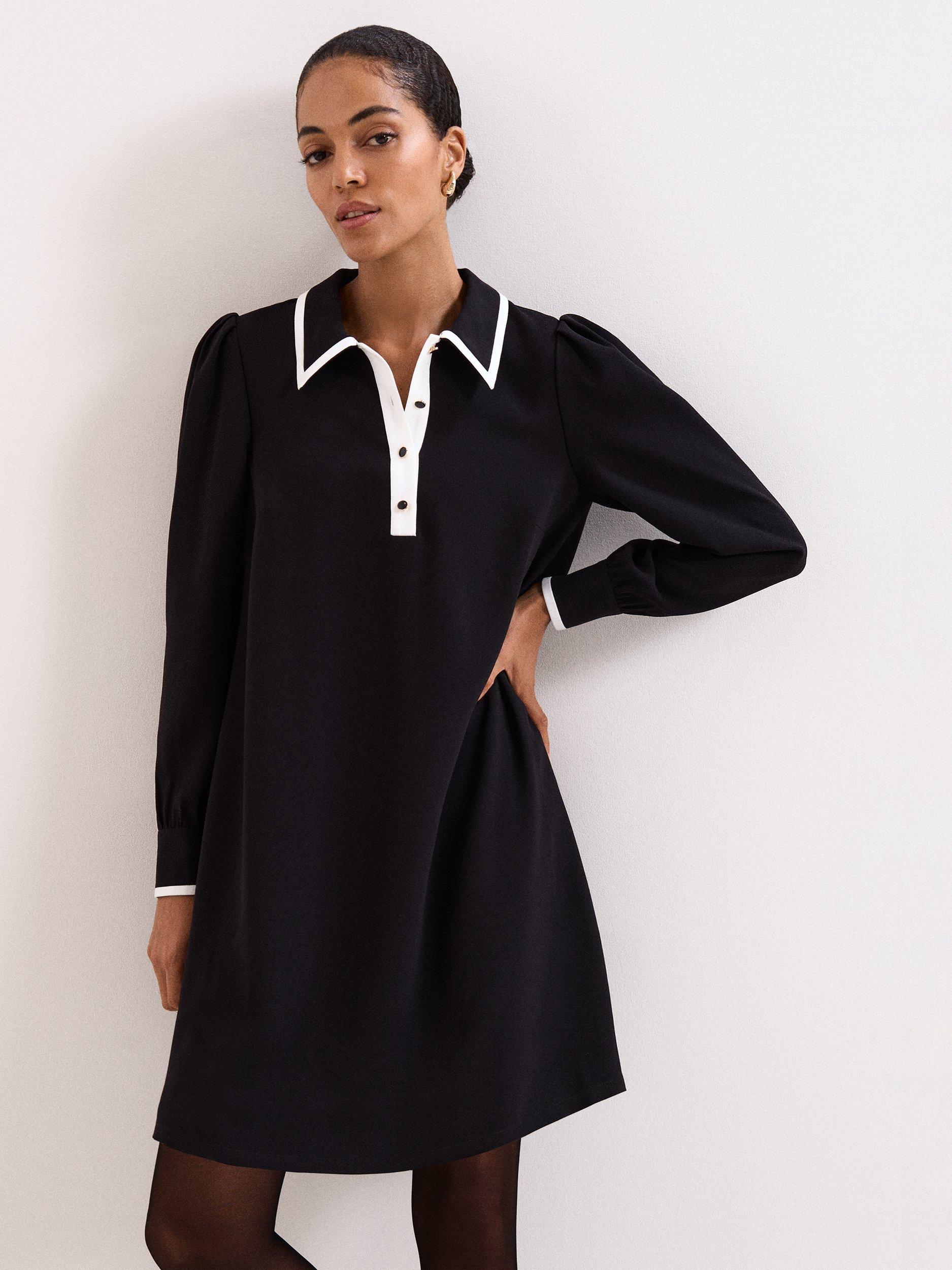 Product image 3 of 8, which shows Phase Eight Gina Colour Contrast Dress, Black, 6