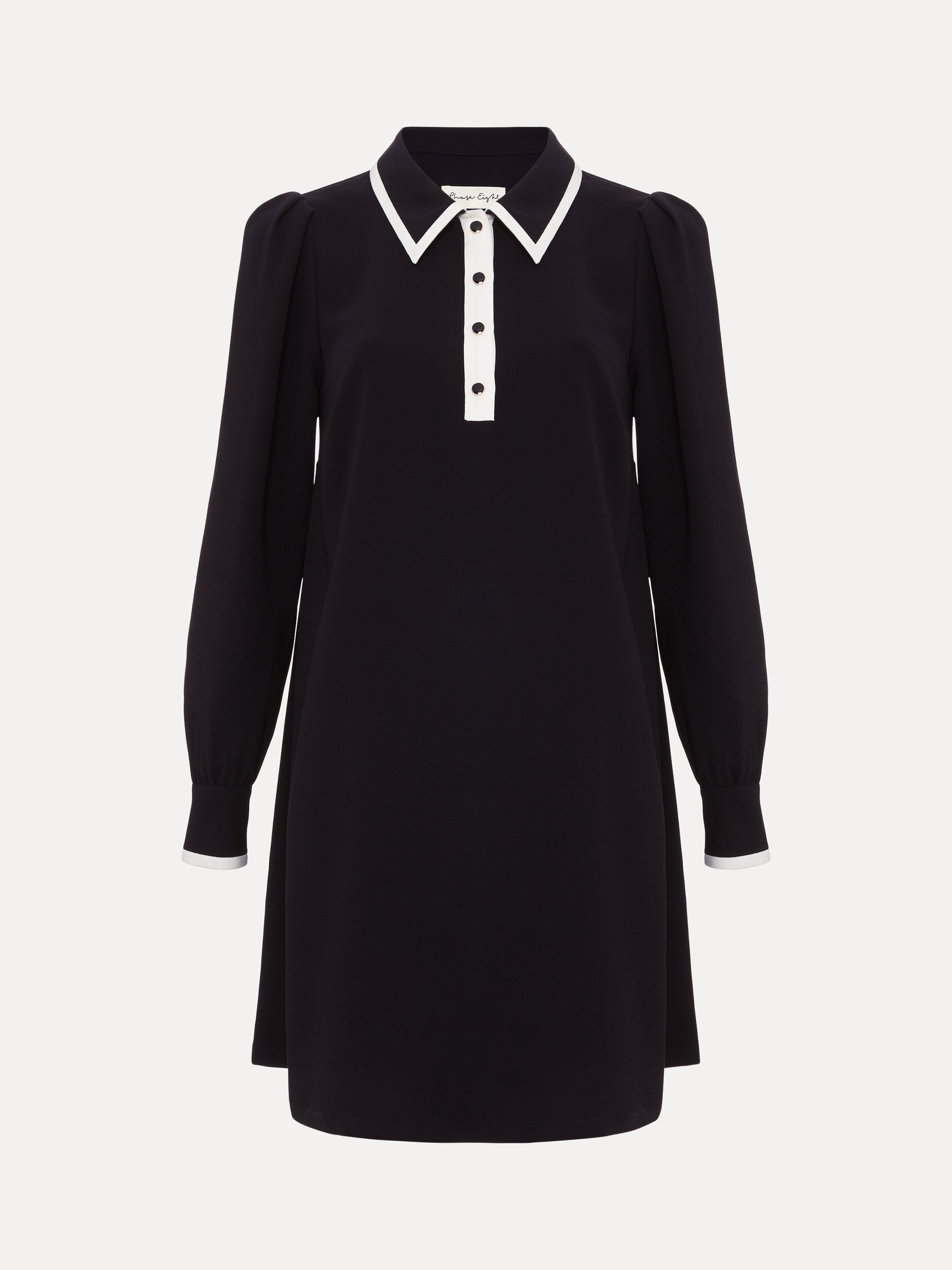 Product image 5 of 8, which shows Phase Eight Gina Colour Contrast Dress, Black, 6