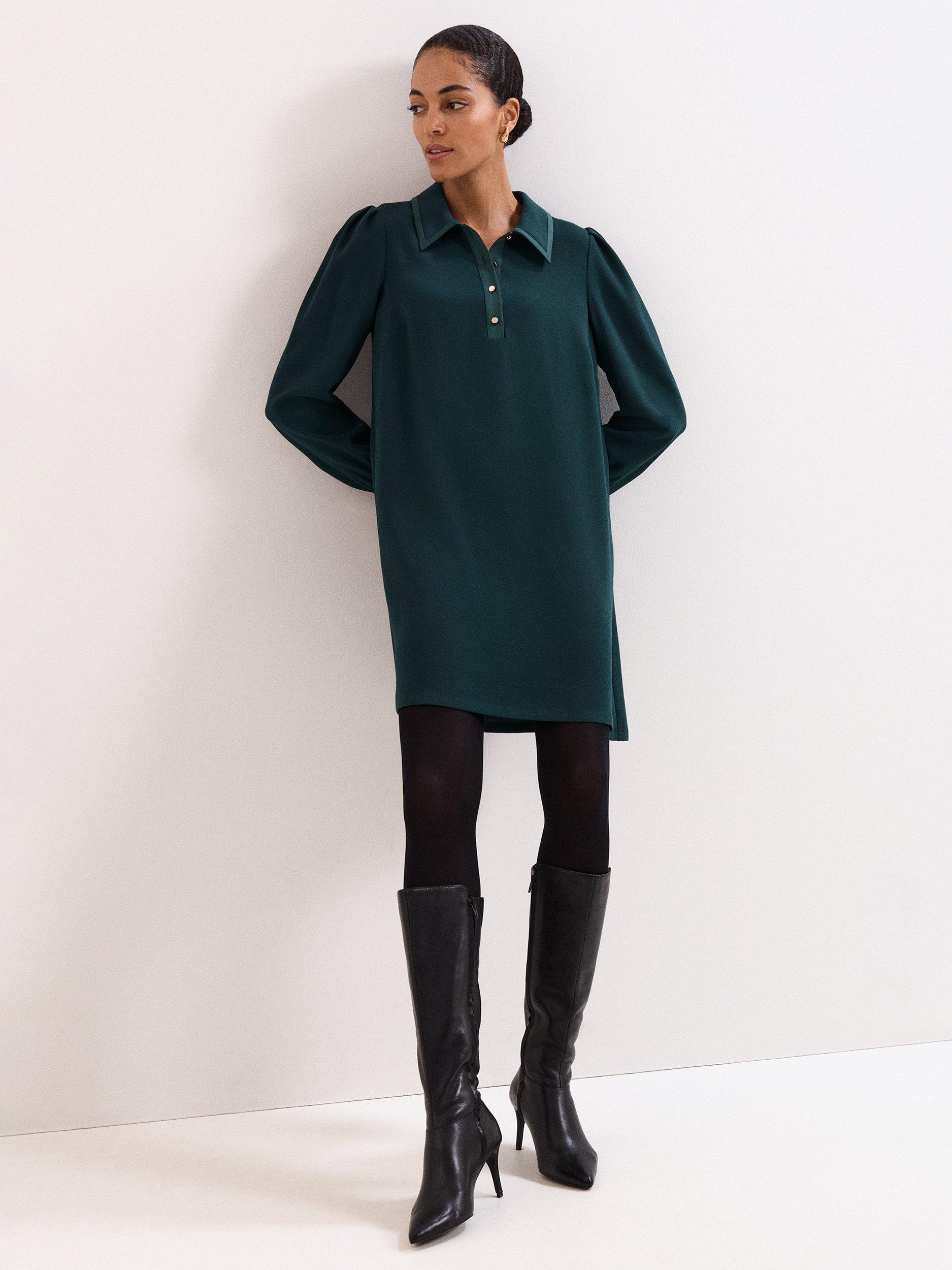 Product image 1 of 8, which shows Phase Eight Petite Gina Swing Dress, Green, 6