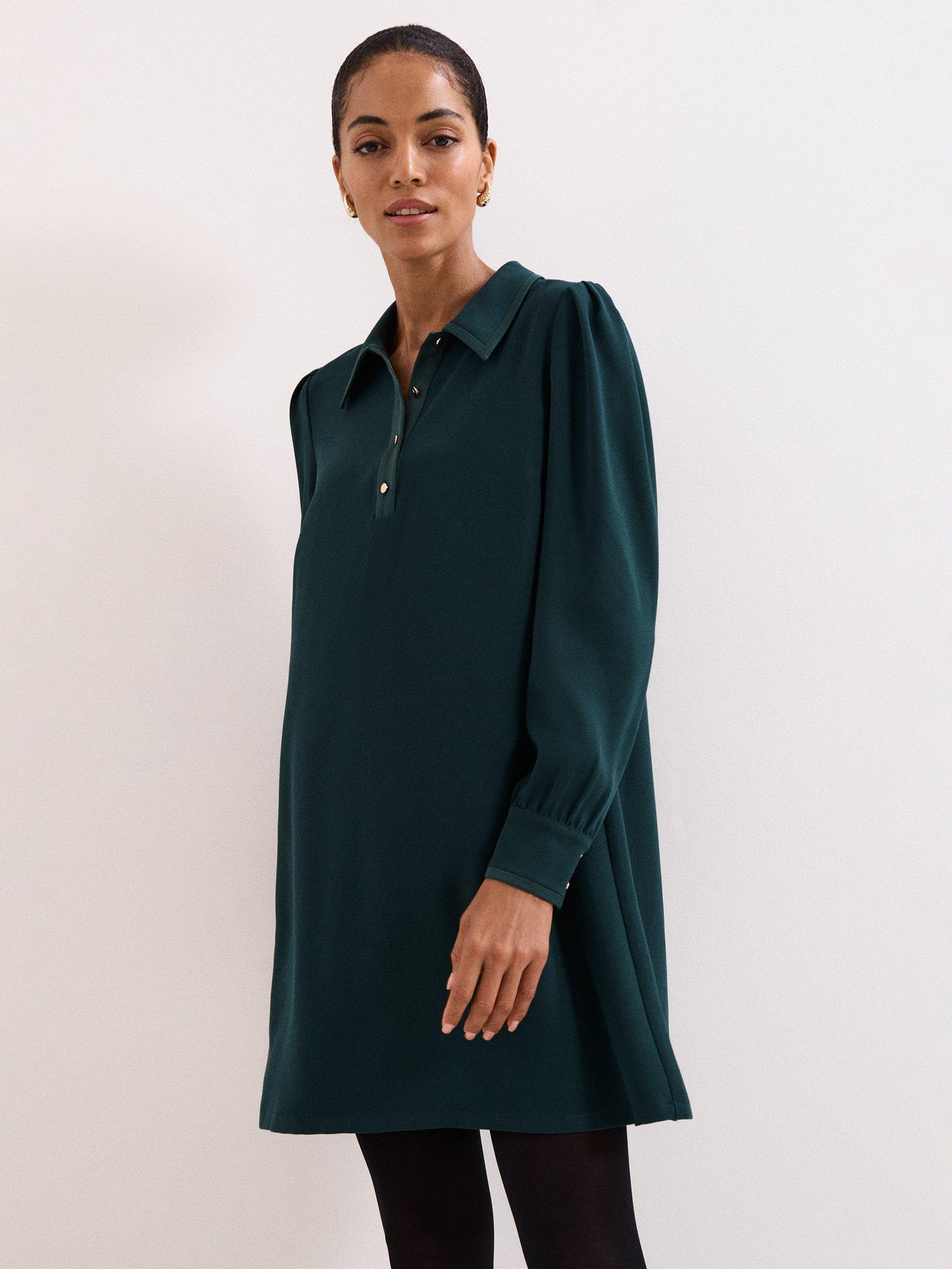 Product image 3 of 8, which shows Phase Eight Petite Gina Swing Dress, Green, 6
