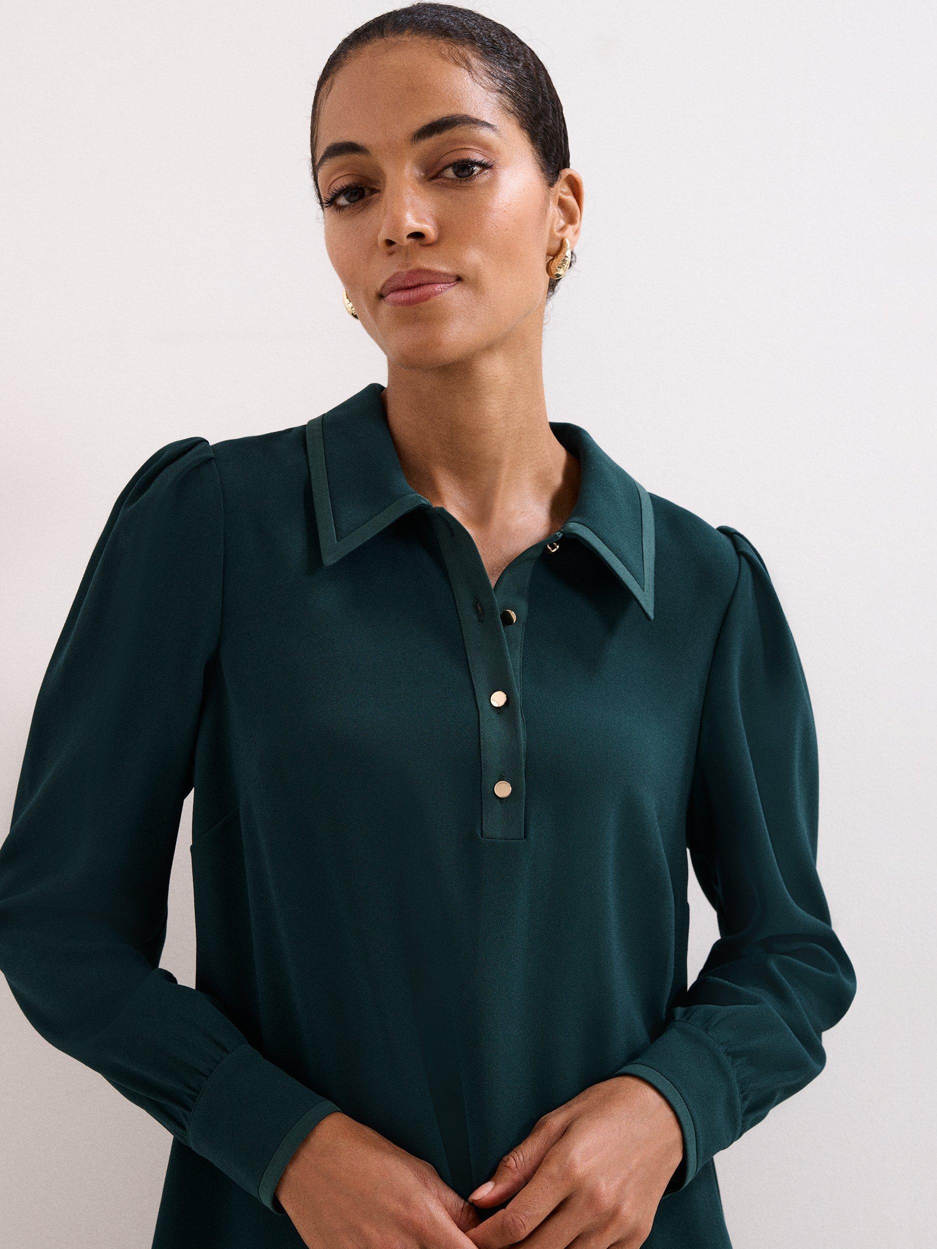 Product image 4 of 8, which shows Phase Eight Petite Gina Swing Dress, Green, 6